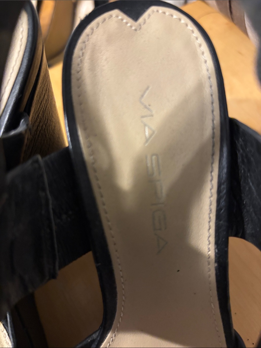Via Spiga Black Leather Mules with Beige Insole